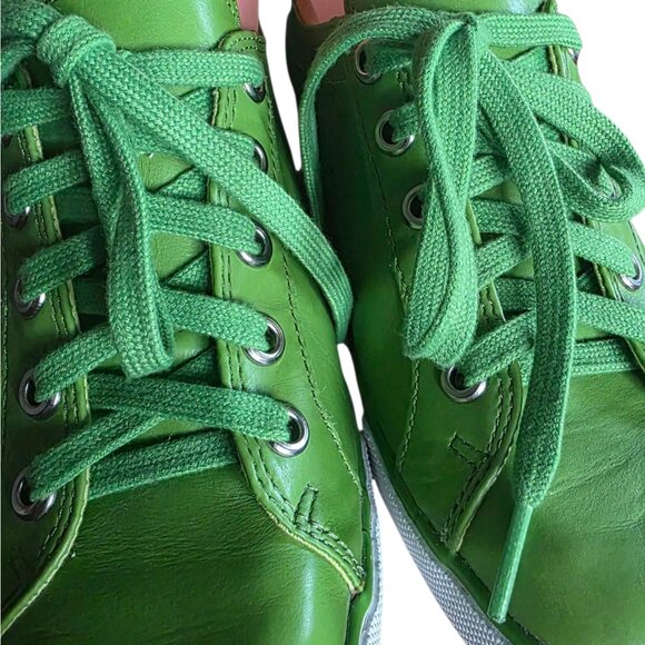 COACH LEATHERWARE (3.5 / 5.5-6   ) Lime Green Leather Lace Up Sneakers - Picture 7 of 16